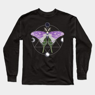 Genderqueer Luna Moth Celestial Cottagecore LGBT Pride Flag Long Sleeve T-Shirt